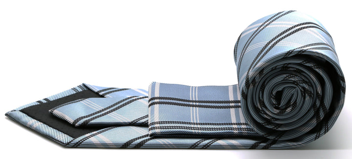 Mens Dads Classic Blue Stripe Pattern Business Casual Necktie &amp; Hanky Set Z-4 - FHYINC best men&