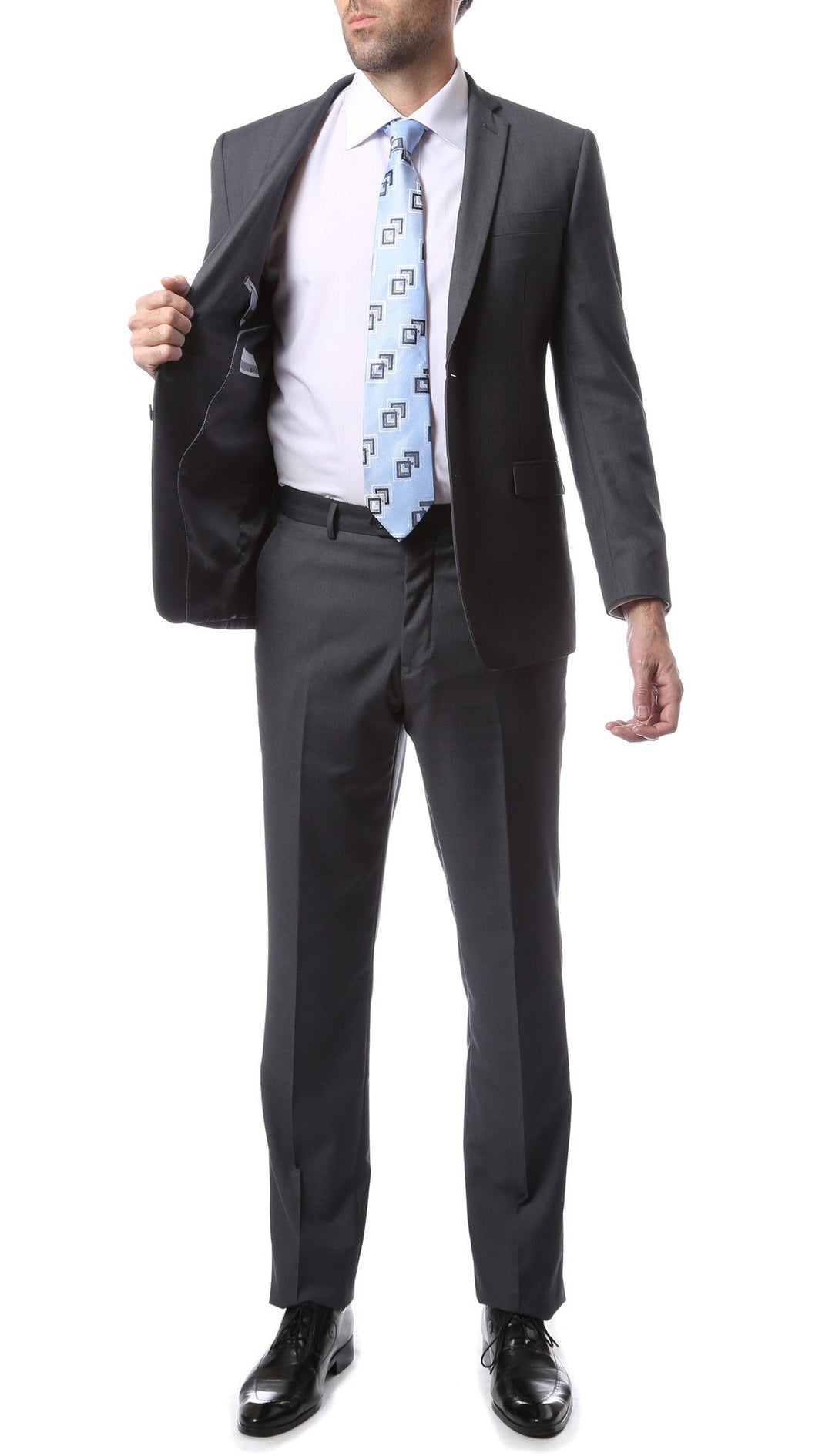 Mens ZNL22S 2pc 2 Button Slim Fit Heather Grey Zonettie Suit - FHYINC best men&