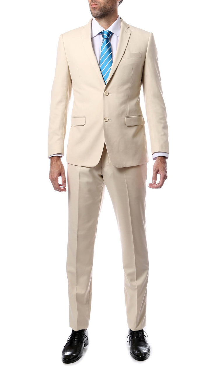 Mens ZNL22S 2pc 2 Button Slim Fit Tan Zonettie Suit - FHYINC best men&