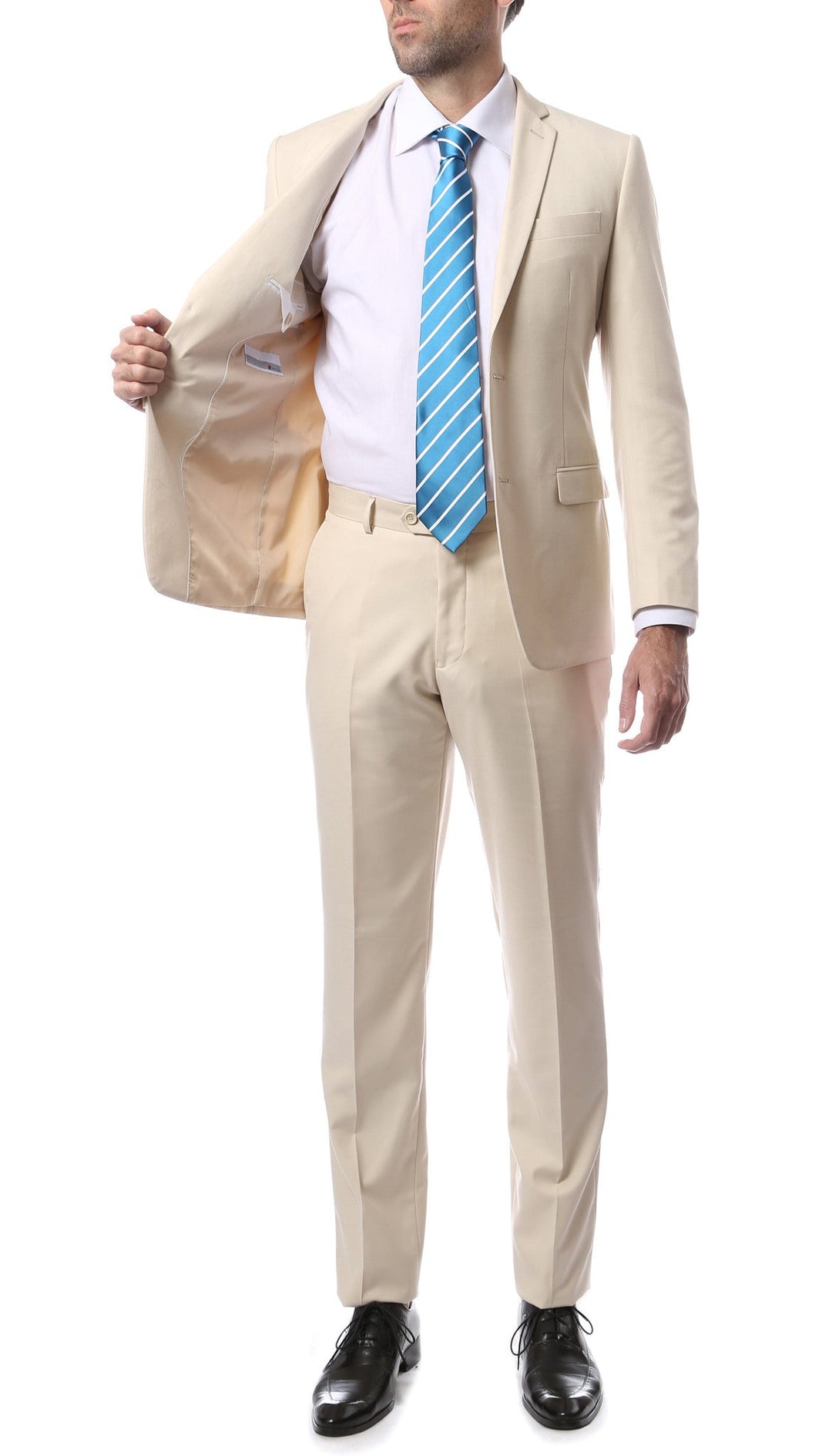Mens ZNL22S 2pc 2 Button Slim Fit Tan Zonettie Suit - FHYINC best men&