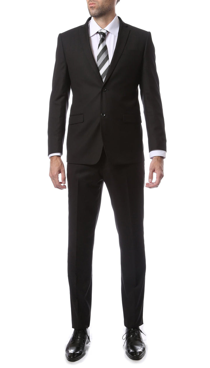 Mens ZNL22S 2pc 2 Button Slim Fit Black Zonettie Suit - FHYINC best men&