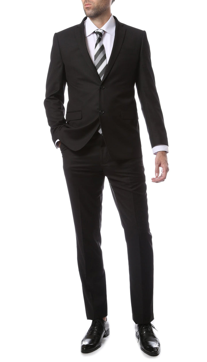 Mens ZNL22S 2pc 2 Button Slim Fit Black Zonettie Suit - FHYINC best men&
