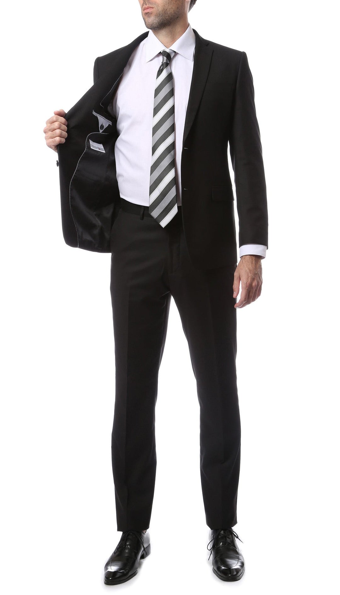 Mens ZNL22S 2pc 2 Button Slim Fit Black Zonettie Suit - FHYINC best men&