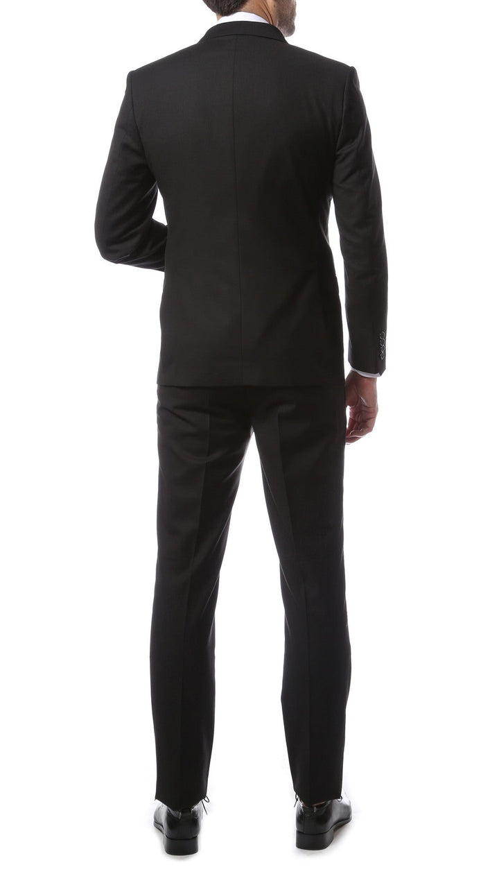 Mens ZNL22S 2pc 2 Button Slim Fit Black Zonettie Suit - FHYINC best men&