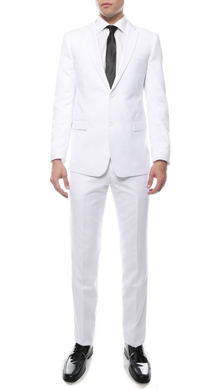 Mens ZNL22S 2pc 2 Button Slim Fit White Zonettie Suit - FHYINC best men&