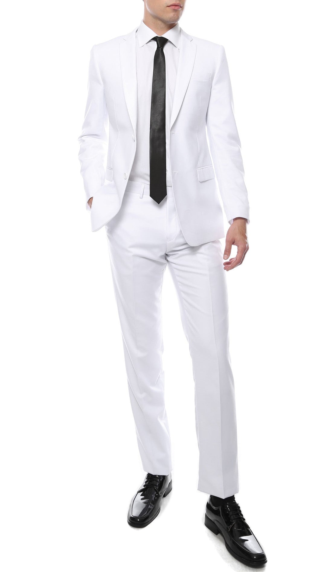 Mens ZNL22S 2pc 2 Button Slim Fit White Zonettie Suit - FHYINC best men&