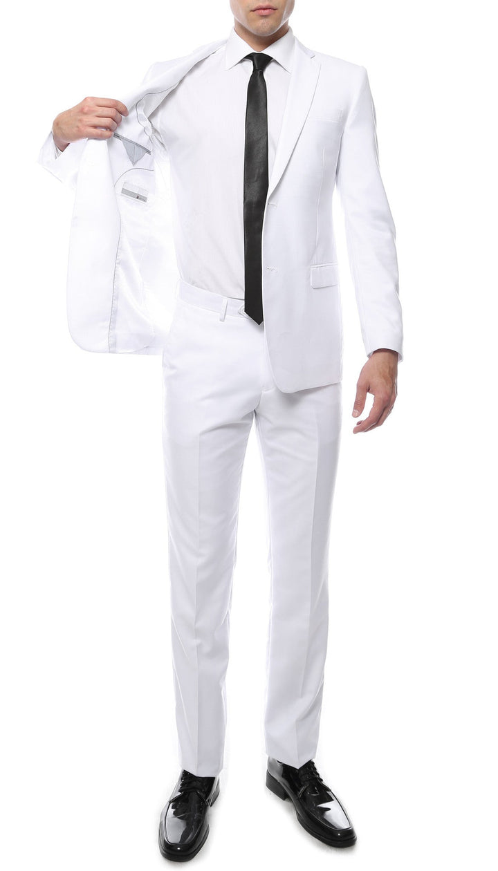 Mens ZNL22S 2pc 2 Button Slim Fit White Zonettie Suit - FHYINC best men&