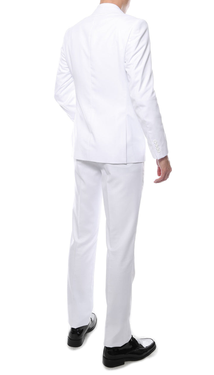 Mens ZNL22S 2pc 2 Button Slim Fit White Zonettie Suit - FHYINC best men&