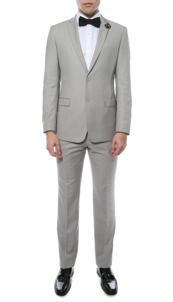 Mens ZNL22S 2pc 2 Button Slim Fit LT Grey Zonettie Suit - FHYINC best men&
