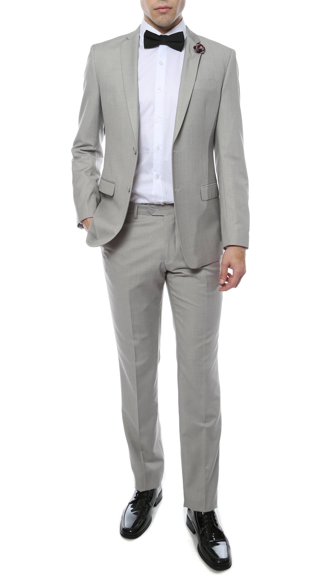 Mens ZNL22S 2pc 2 Button Slim Fit LT Grey Zonettie Suit - FHYINC best men&