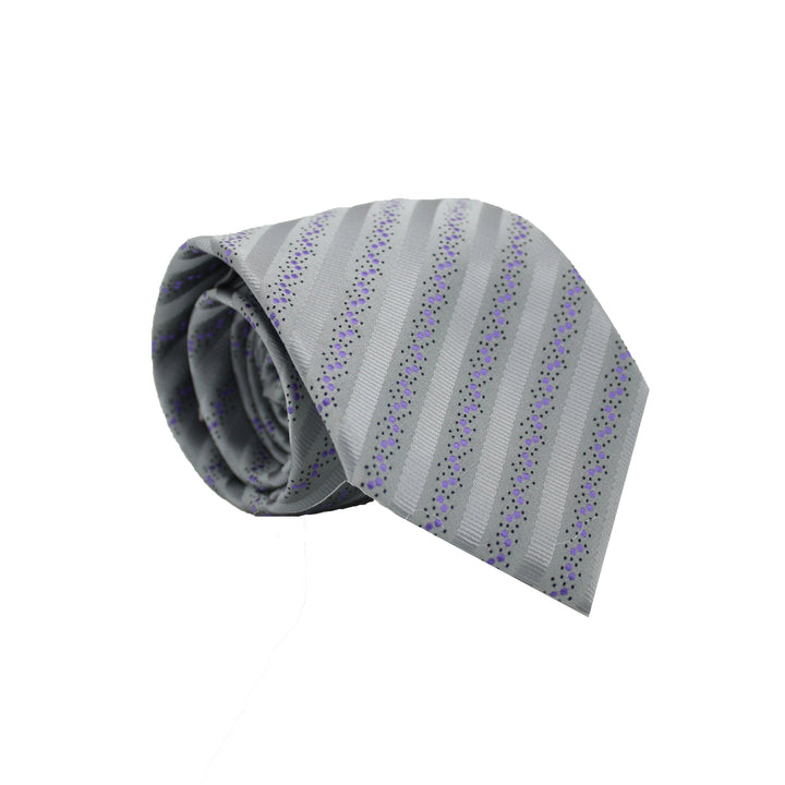 Mens Dads Classic Grey Striped Pattern Business Casual Necktie &amp; Hanky Set ZO-12 - FHYINC best men&