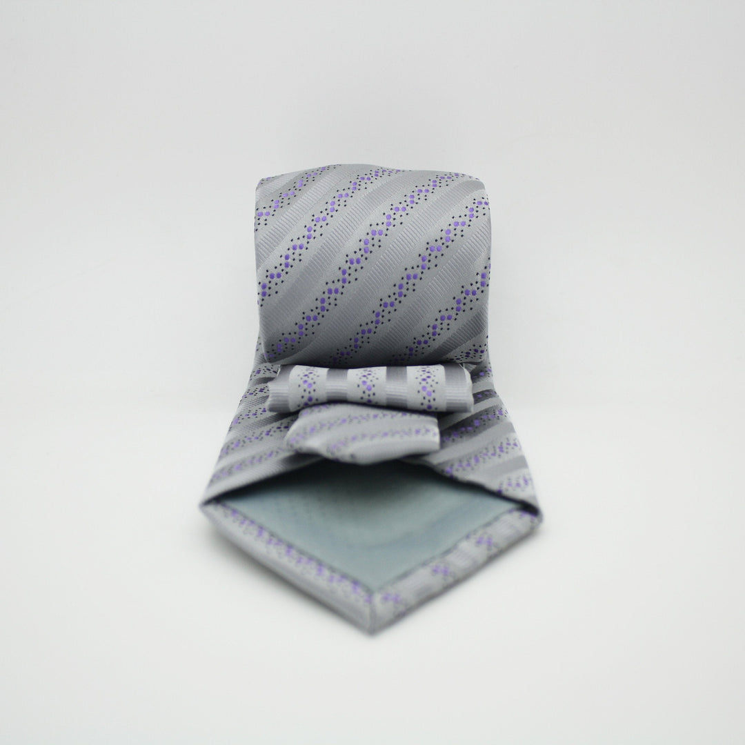Mens Dads Classic Grey Striped Pattern Business Casual Necktie &amp; Hanky Set ZO-12 - FHYINC best men&