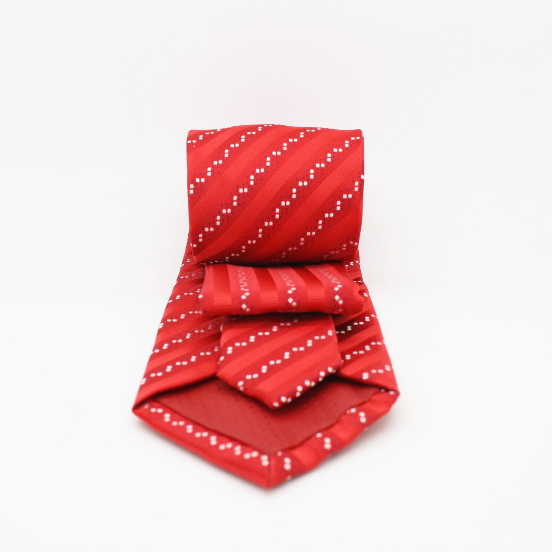 Mens Dads Classic Red Striped Pattern Business Casual Necktie &amp; Hanky Set ZO-1 - FHYINC best men&