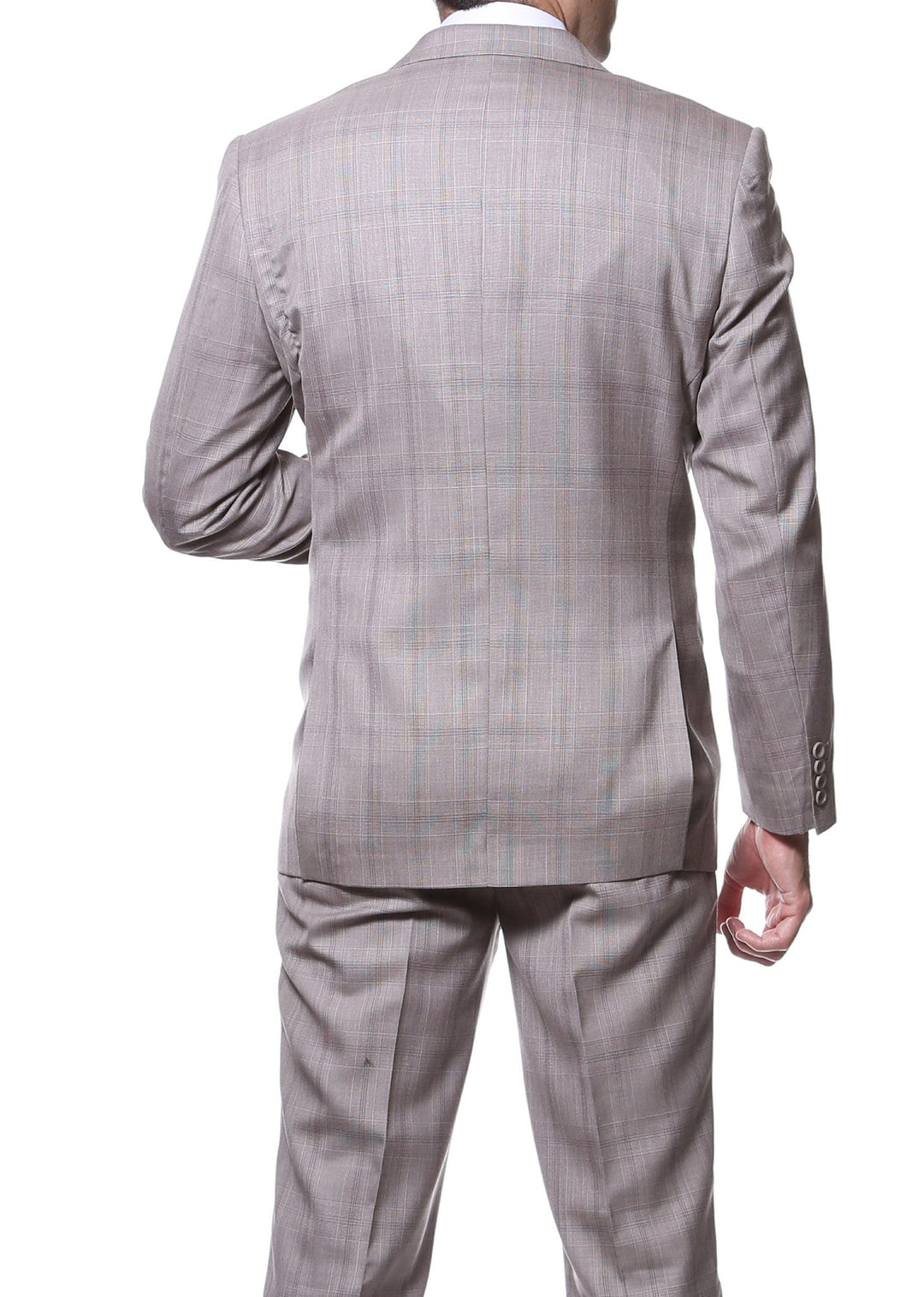 Zillo Sierra Tan 3pc Vested Slim Fit Plaid Suit - FHYINC best men&