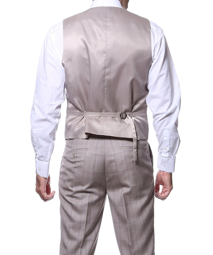Zillo Sierra Tan 3pc Vested Slim Fit Plaid Suit - FHYINC best men&