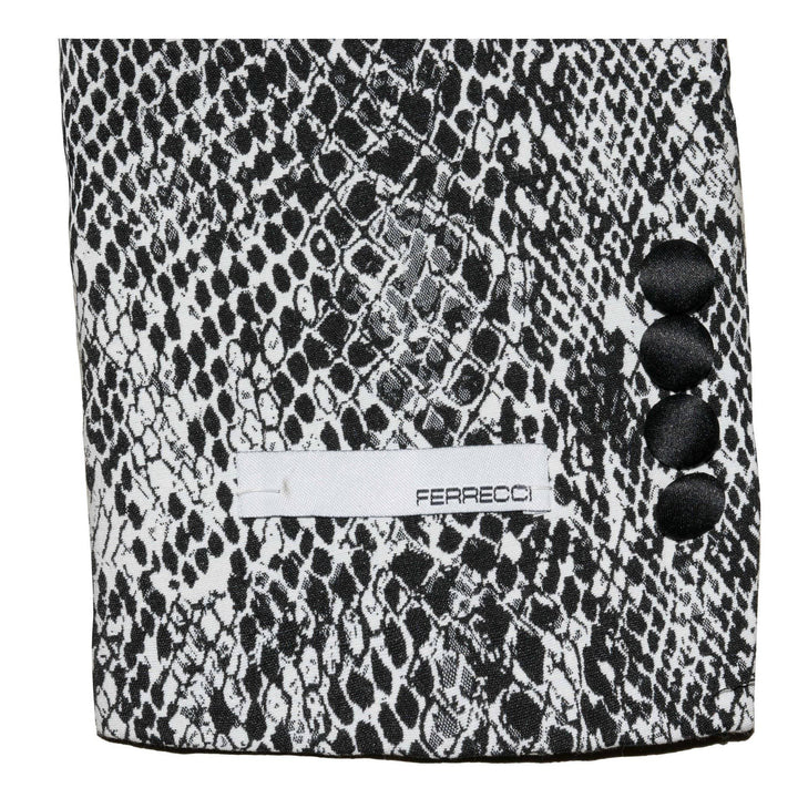 Ash Black and White Snake Skin Tuxedo Blazer - Ferrecci USA 