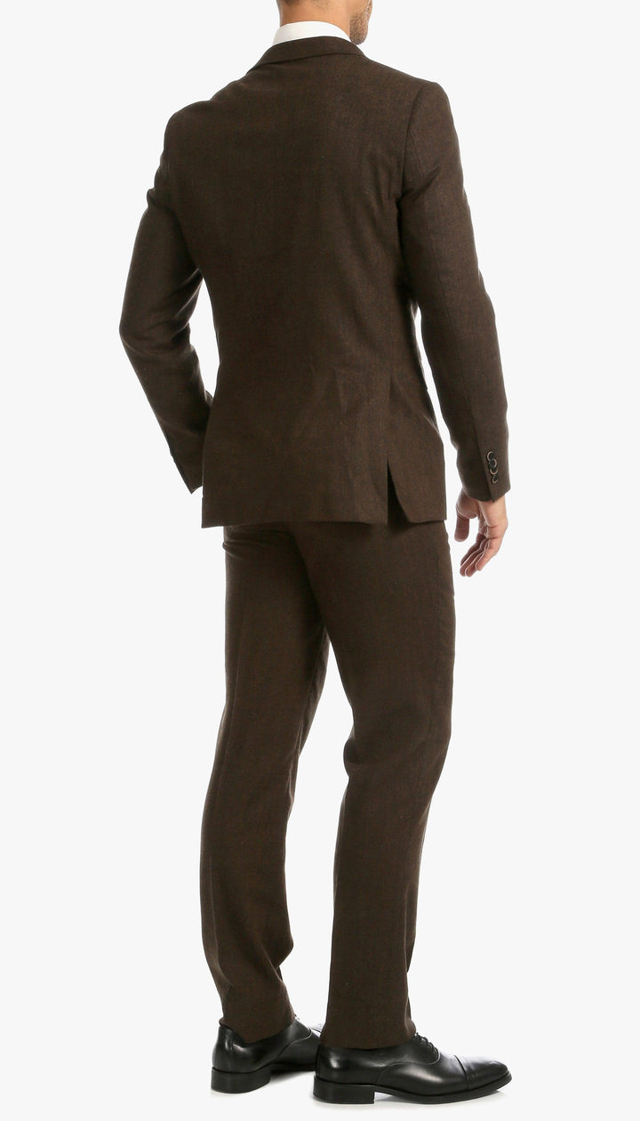 Bradford Cognac Slim Fit 3 Piece Tweed Suit - Ferrecci USA 