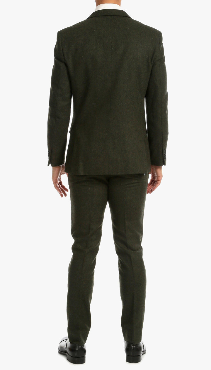 Bradford Hunter Green Slim Fit 3 Piece Tweed Suit - Ferrecci USA 