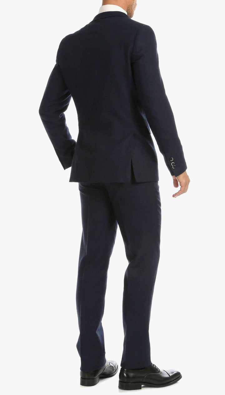 Bradford Navy Tweed With Slim Fit Suit With Five Button Vest - Ferrecci USA 