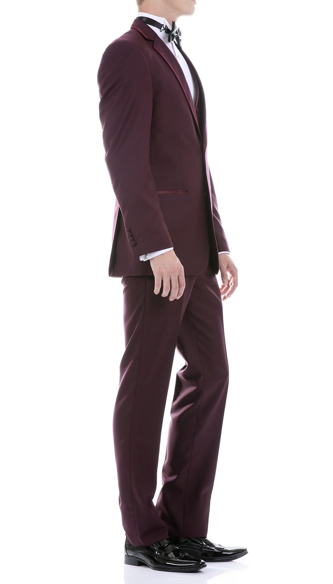 Celio Burgundy 3 Piece Slim Fit Tuxedo - Ferrecci USA 