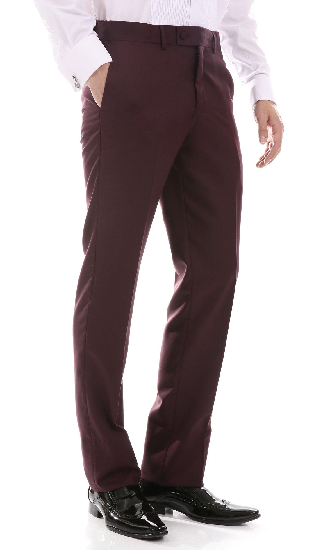 Celio Burgundy 3 Piece Slim Fit Tuxedo - Ferrecci USA 