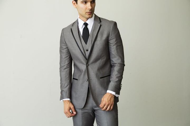 Celio Grey &amp; Black Slim Fit 3 Piece Tuxedo - Ferrecci USA 
