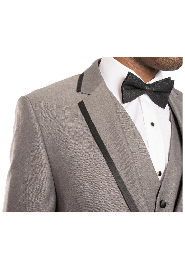 Celio Grey &amp; Black Slim Fit 3 Piece Tuxedo - Ferrecci USA 