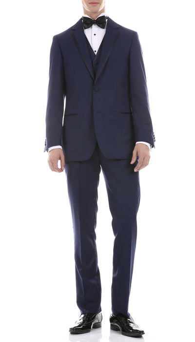Celio Navy Slim Fit 3 Piece Tuxedo - Ferrecci USA 