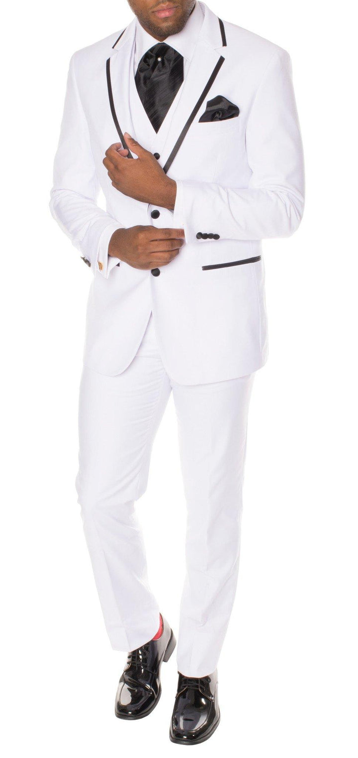 Celio White &amp; Black 3 piece Slim Fit Tuxedo - Ferrecci USA 