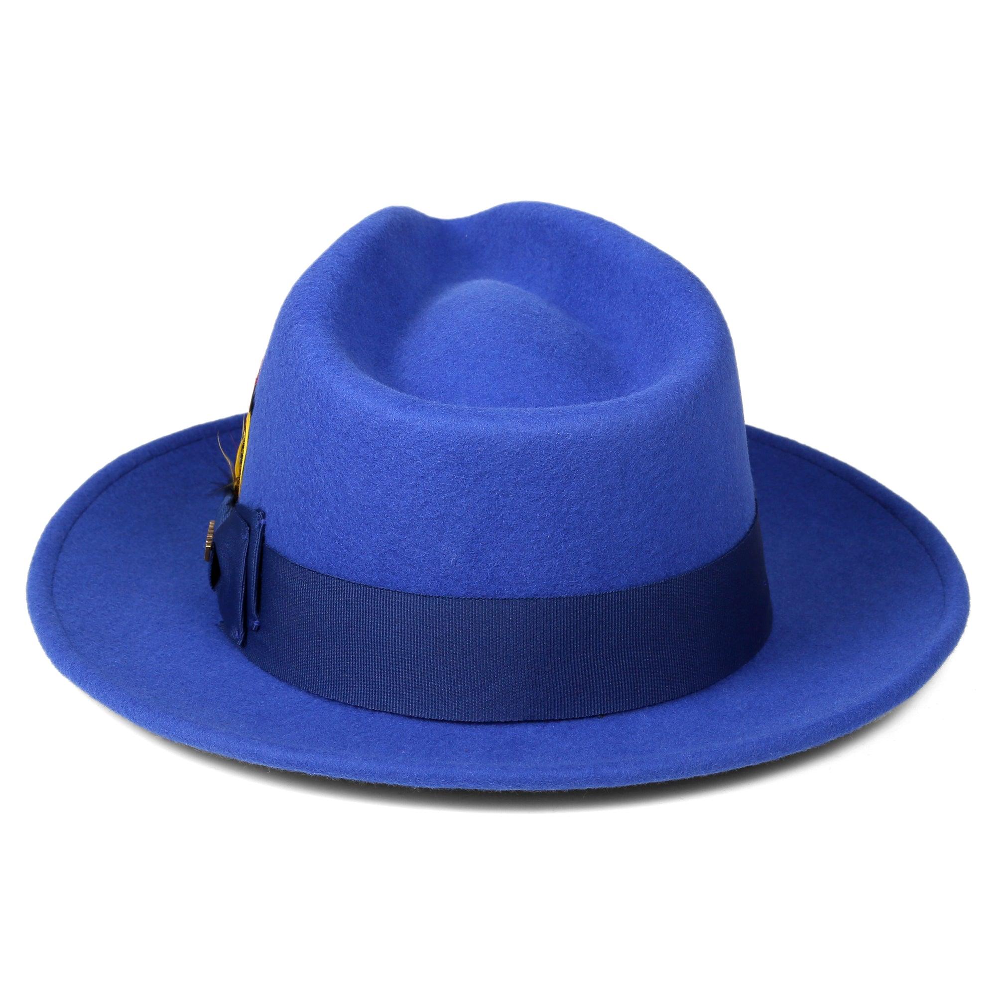 Crushable Royal Blue 100% Australian Wool Fedora Hat display picture 1