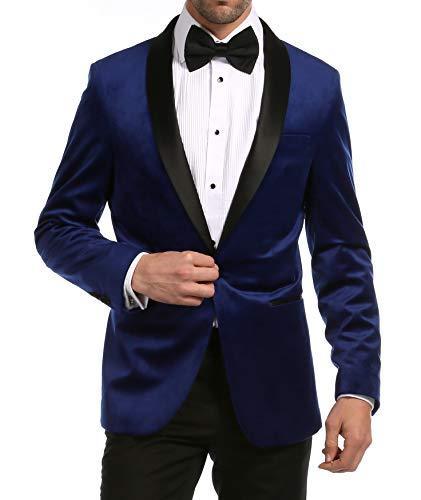 Enzo Indigo Velvet Slim Fit Shawl Lapel Tuxedo Men&