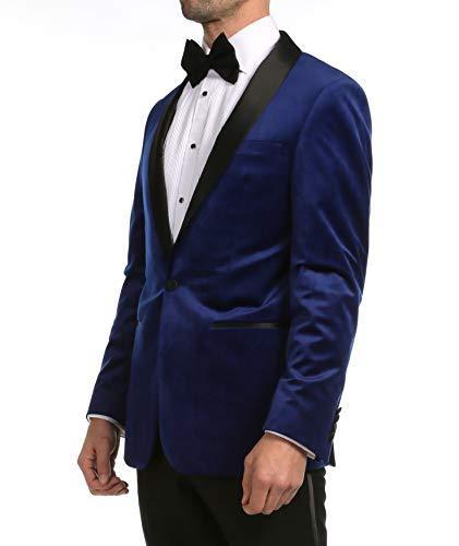 Enzo Indigo Velvet Slim Fit Shawl Lapel Tuxedo Men&
