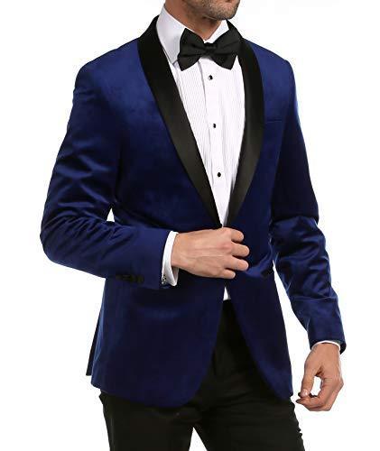 Enzo Indigo Velvet Slim Fit Shawl Lapel Tuxedo Men&