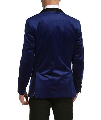 Enzo Indigo Velvet Slim Fit Shawl Lapel Tuxedo Men&