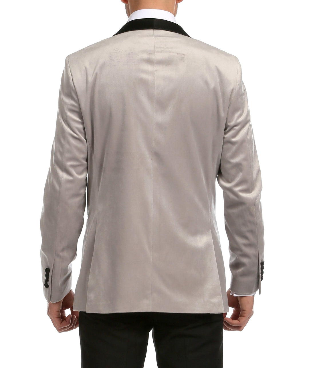 Enzo Light Grey Velvet Slim Fit Shawl Lapel Tuxedo Men&