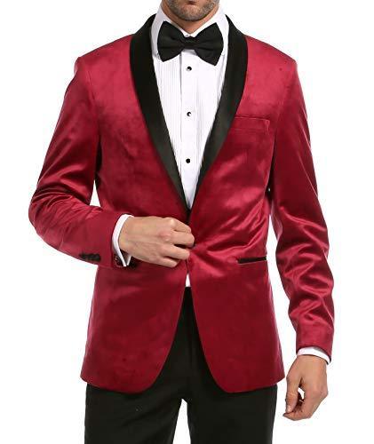 Enzo Maroon Velvet Slim Fit Shawl Lapel Tuxedo Men&