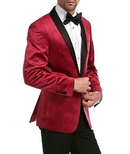Enzo Maroon Velvet Slim Fit Shawl Lapel Tuxedo Men&