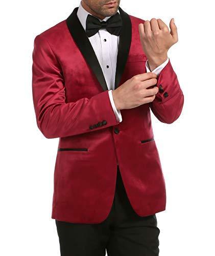 Enzo Maroon Velvet Slim Fit Shawl Lapel Tuxedo Men&