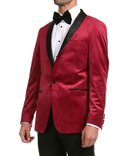 Enzo Maroon Velvet Slim Fit Shawl Lapel Tuxedo Men&