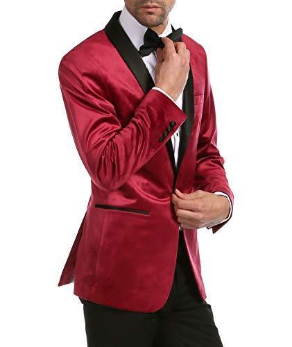 Enzo Maroon Velvet Slim Fit Shawl Lapel Tuxedo Men&