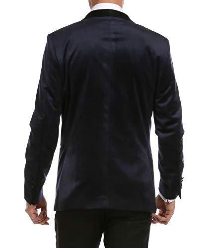 Enzo Navy Velvet Slim Fit Shawl Lapel Tuxedo Men&