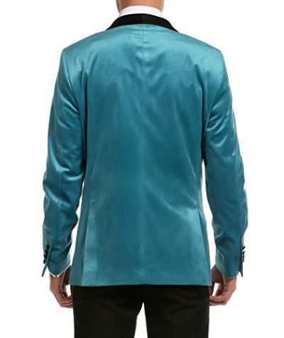 Enzo Turquoises Velvet Slim Fit Shawl Lapel Tuxedo Men&