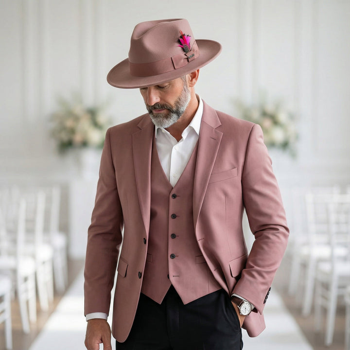 Crushable Dusty Pink 100% Australian Wool Fedora Hat