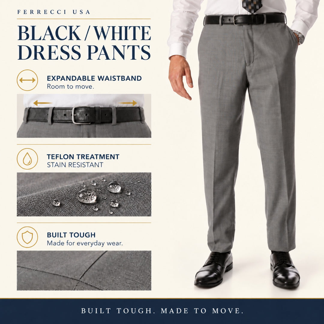 Ferrecci Ben light grey dress pants — stain-resistant Teflon finish