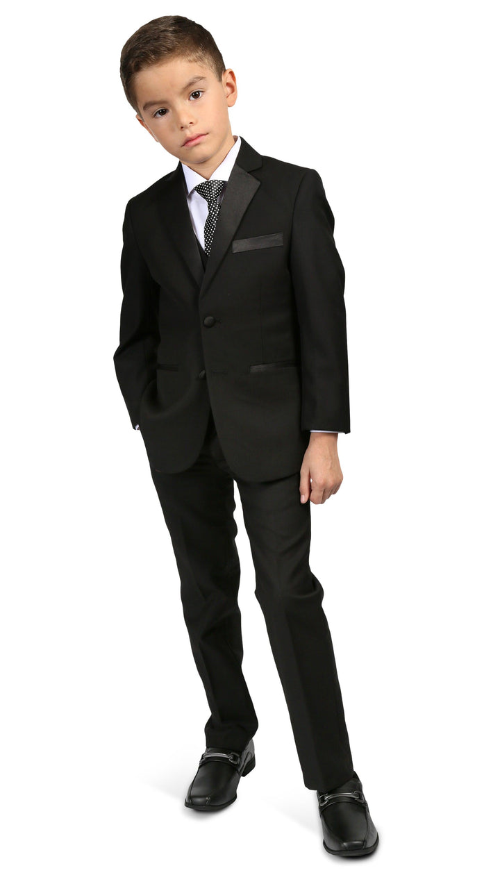 Ferrecci Boys Bronson Jr Black 5 Piece Notch Lapel Tuxedo Set - Ferrecci USA 