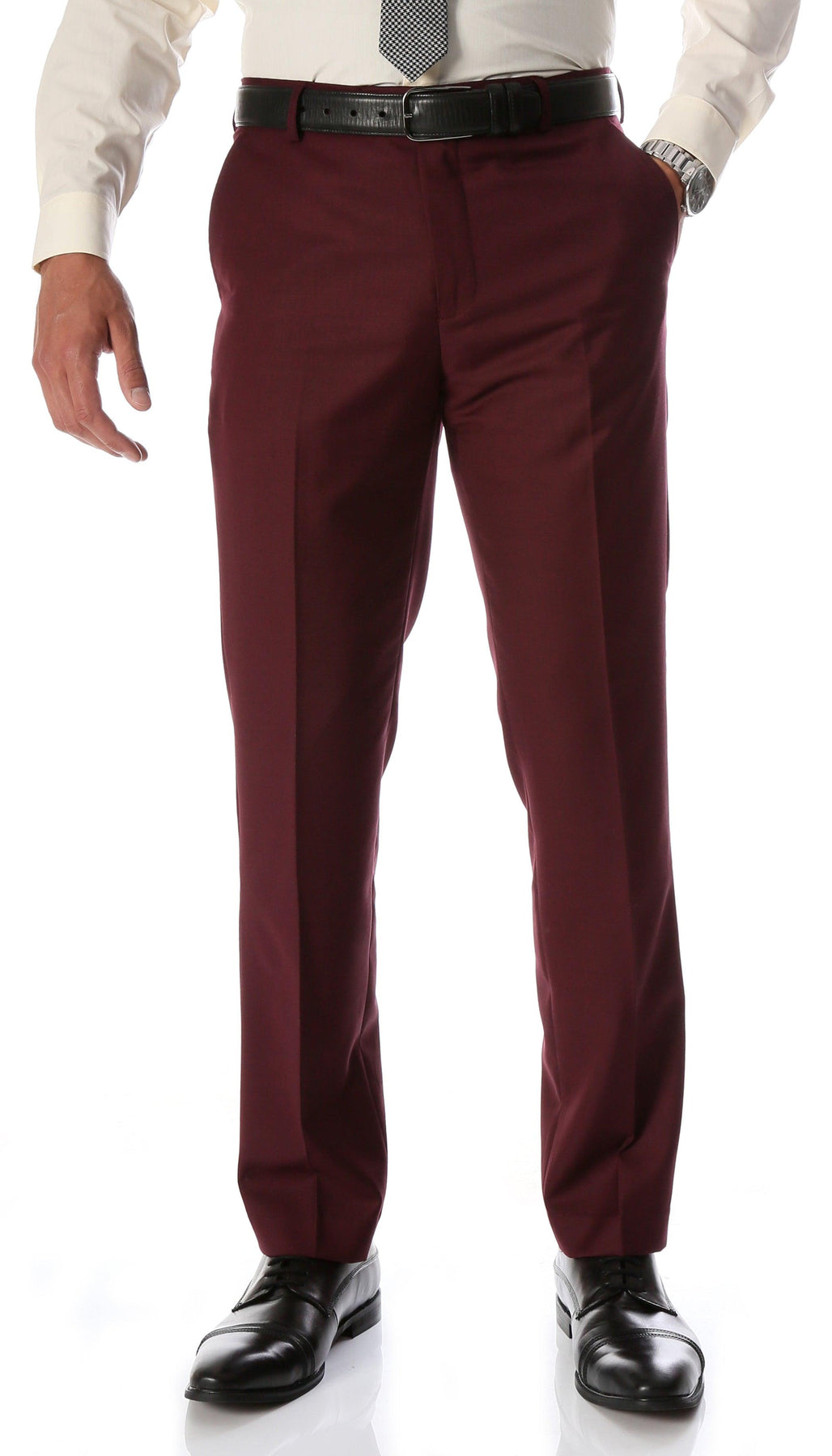 Ferrecci Men's Halo Burgundy Slim Fit Flat-Front Dress Pants 32x32 Ferrecci Men's Halo Burgundy Slim Fit Flat-Front Dress Pants 32x32