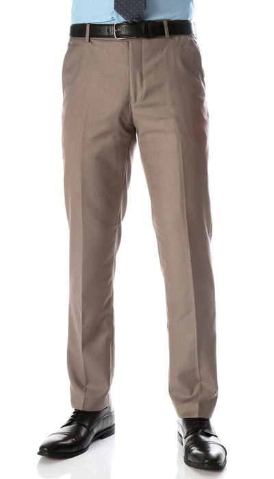 Ferrecci Men's Halo Taupe Slim Fit Flat-Front Dress Pants - Ferrecci USA 