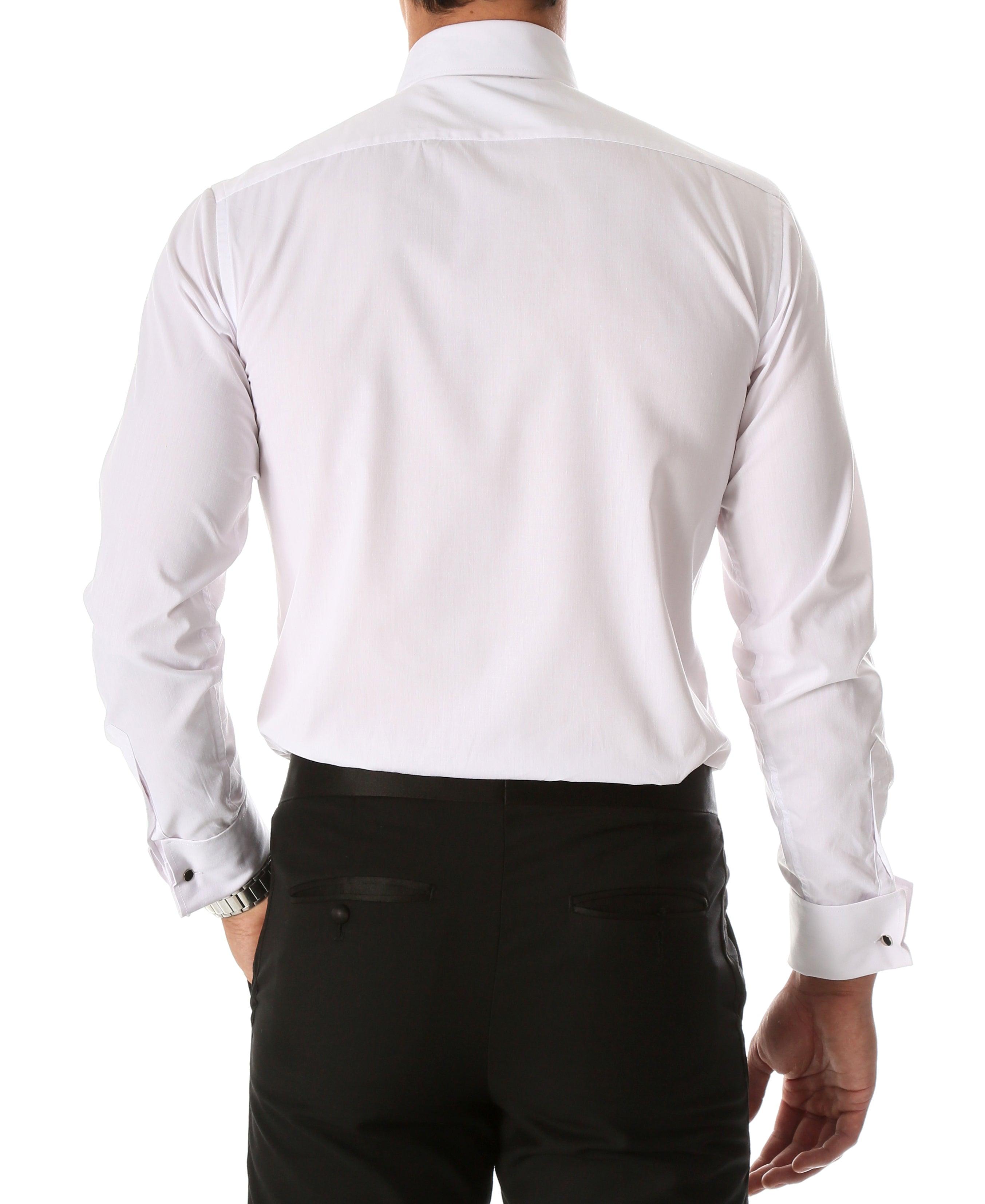 Ferrecci Men's Paris White Regular Fit Lay Down Collar Pleated Tuxedo Shirt S14.5 32 Ferrecci Men's Paris White Regular Fit Lay Down Collar Pleated Tuxedo Shirt S14.5 32
