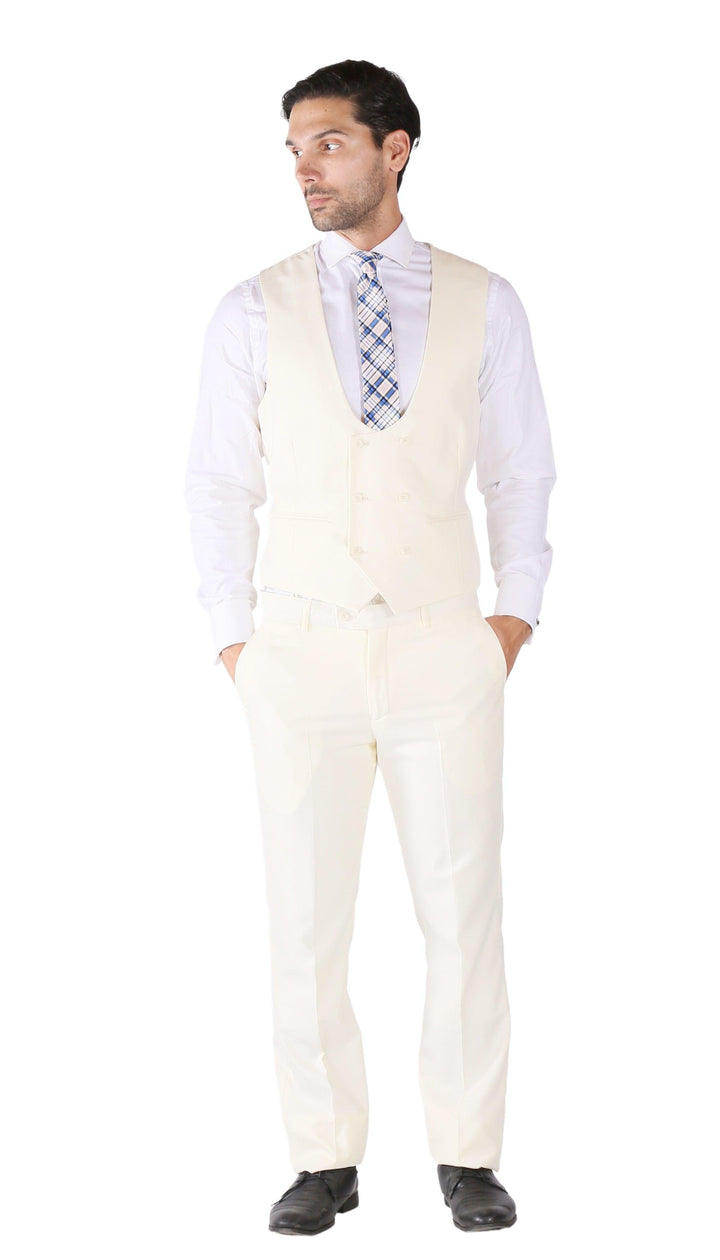 Hart 3pc Slim Fit Winter White Suit - Ferrecci USA 