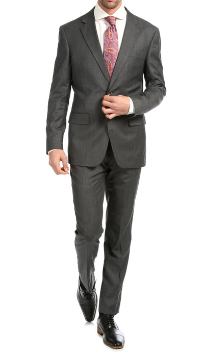 Mason Heather Grey Men's Premium 2 Piece Wool Slim Fit Suit - Ferrecci USA 